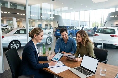 Customer getting answers about their car loan